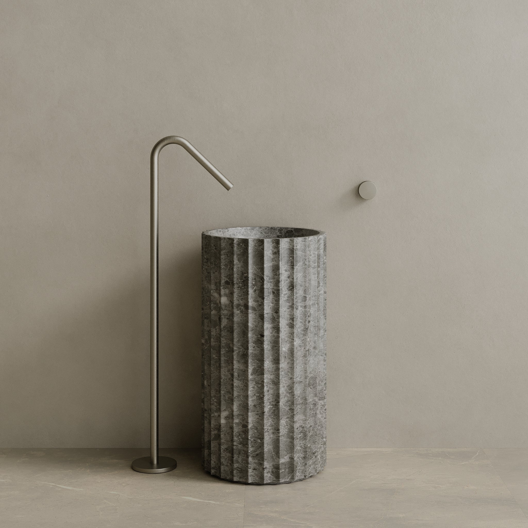 Cavo Handcrafted Fluted Stone Pedestal Sink