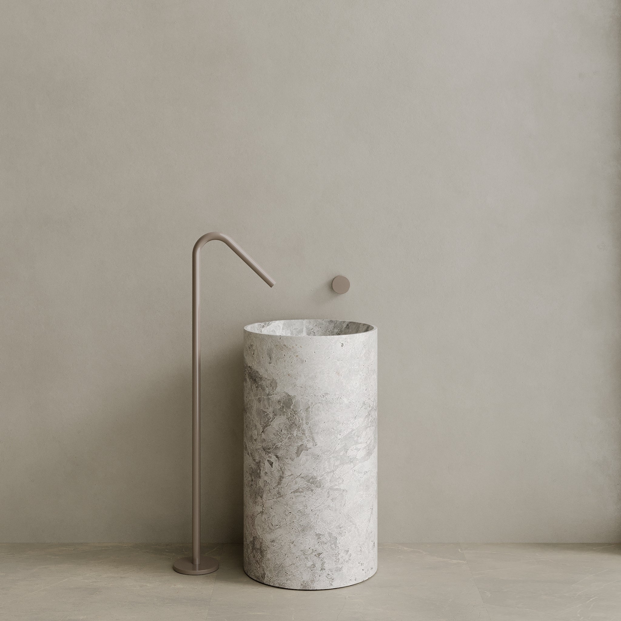 Orbita Handcrafted Stone Pedestal Sink