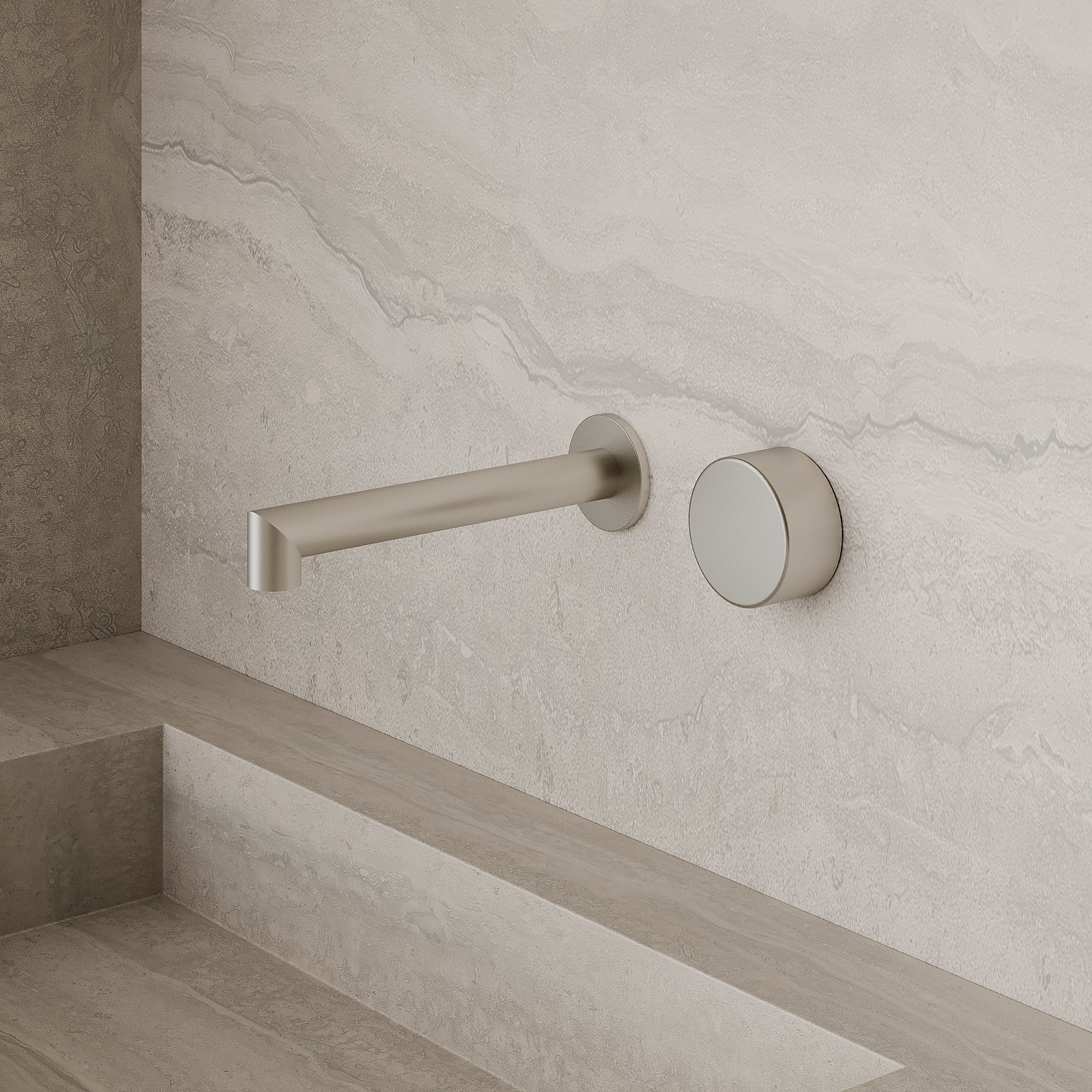 Modern Square Wall-Mounted Faucet with Circular Knobs