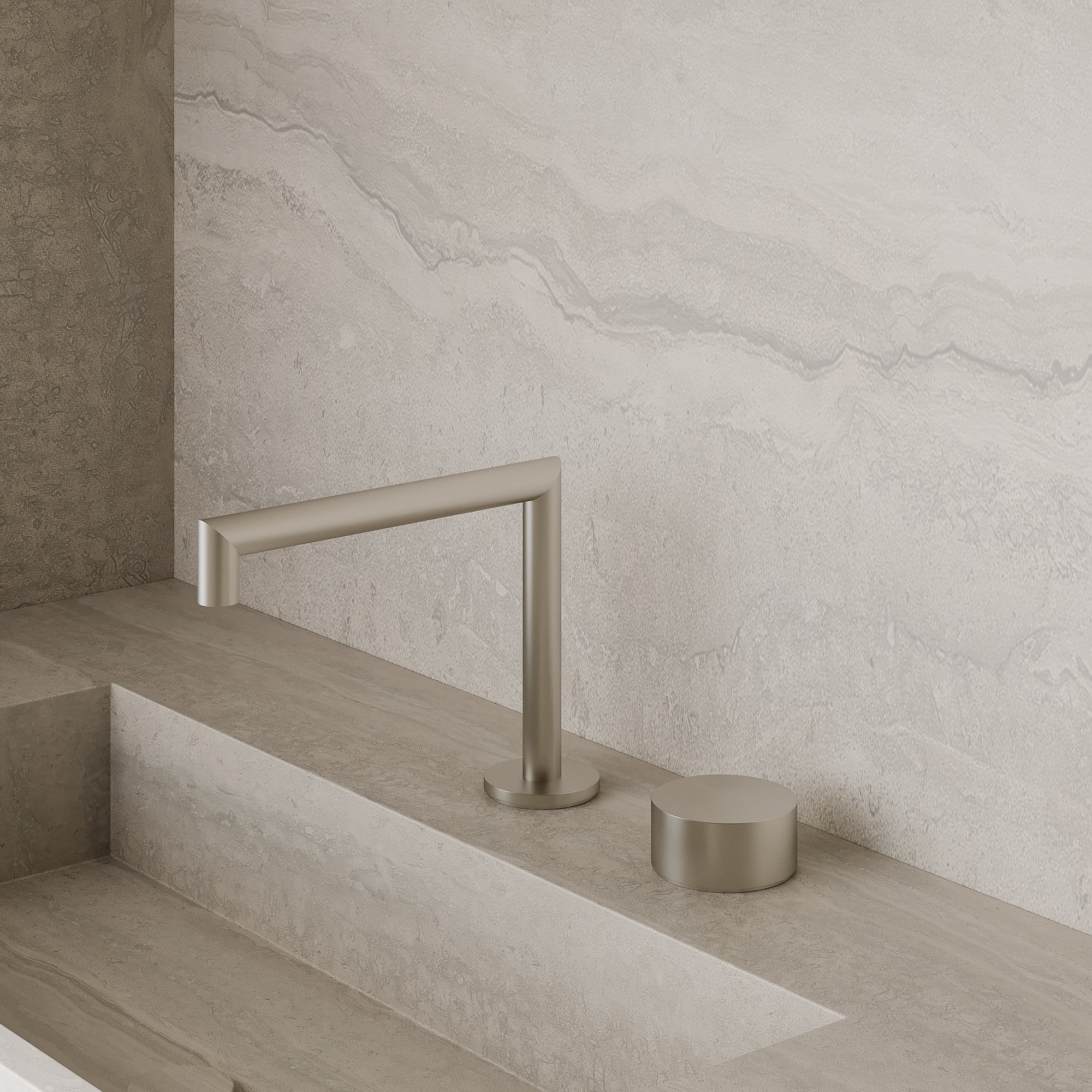 Modern Square Counter-Mounted Faucet with Circular Knobs